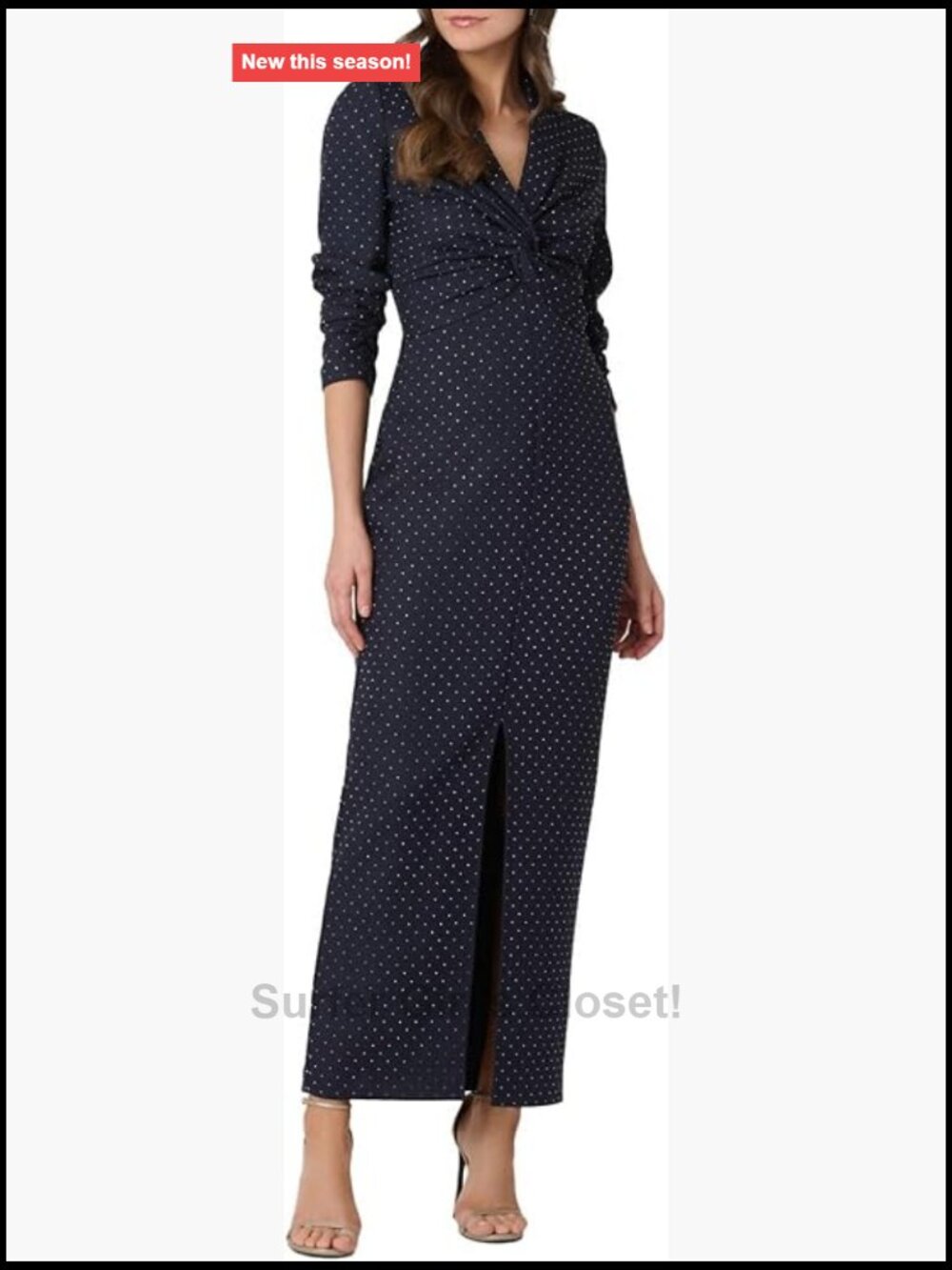 Shoshanna Crystal Twill Asher V-Neck 3/4 Sleeve Dress